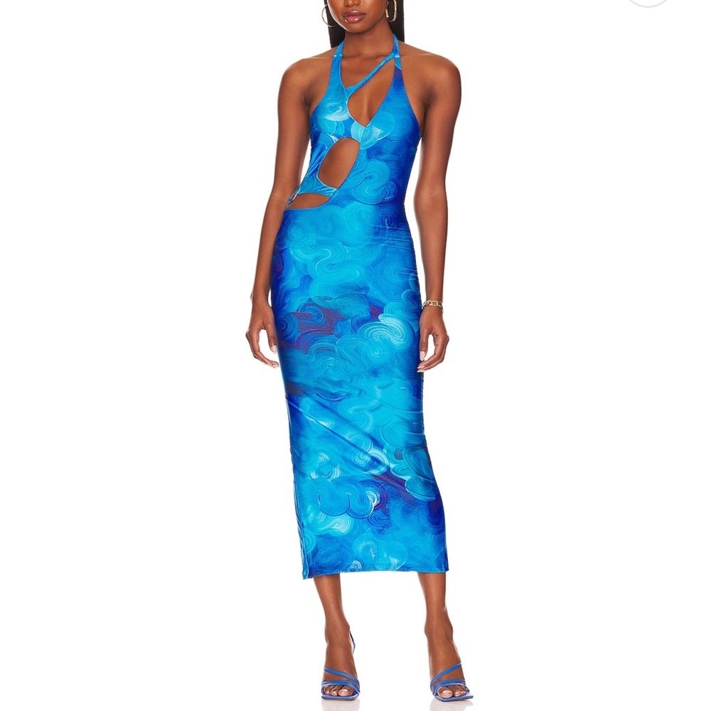 Farai London Kekeo Midi Dress in Cobalt Swirl